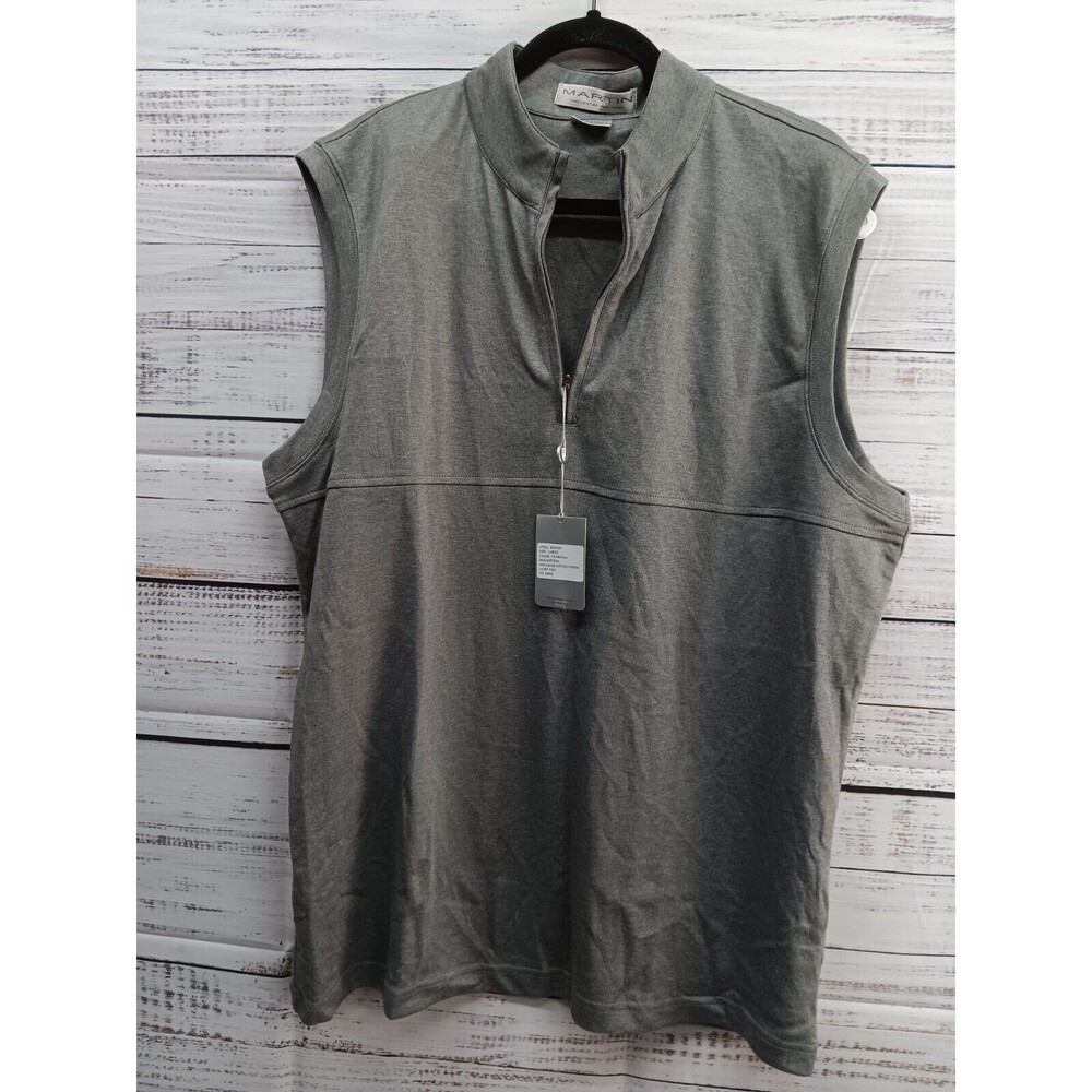 Martin Golf Apparel 1/4 Zip Vest Men's Large Charcoal Cotton Blend